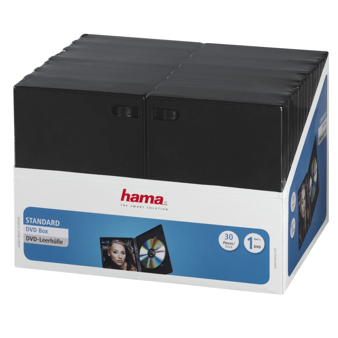 DVD doos, 30 stuks, zwart, voordeelpakket | Hama
