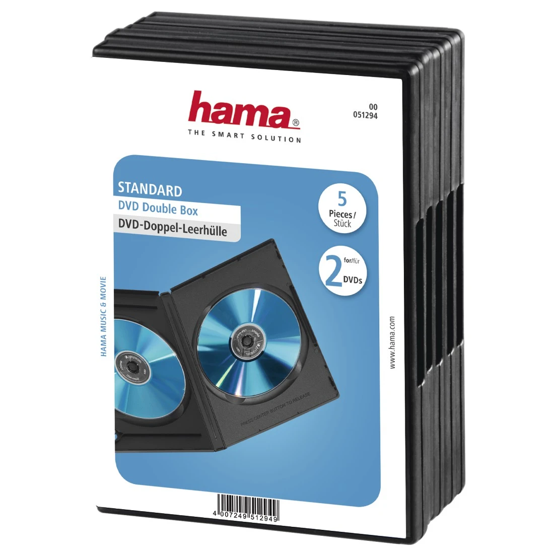 DVD box dubbel 5-pack zwart | Hama