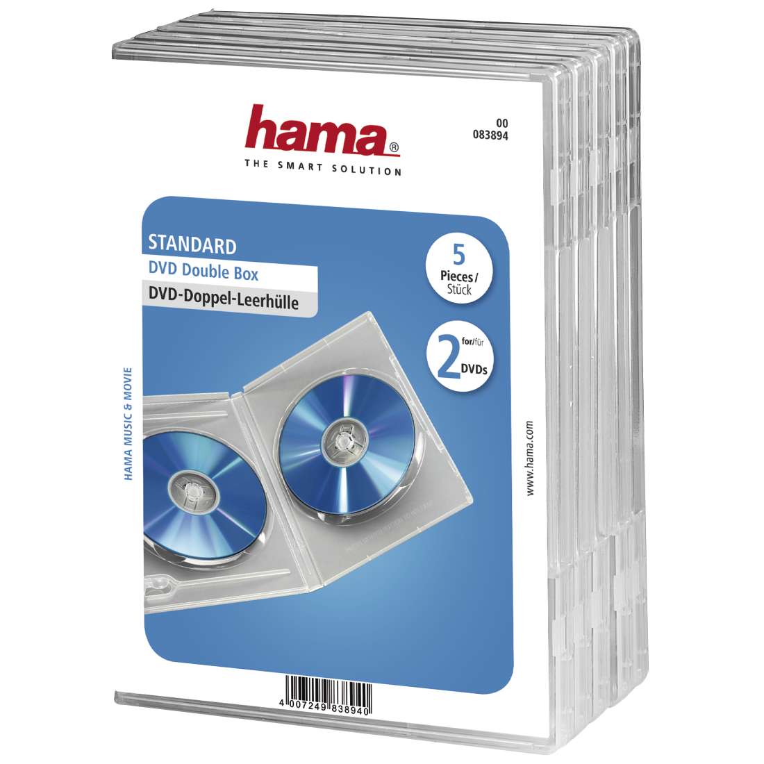 DVD dubbele box transparant 5 stuks. | Hama