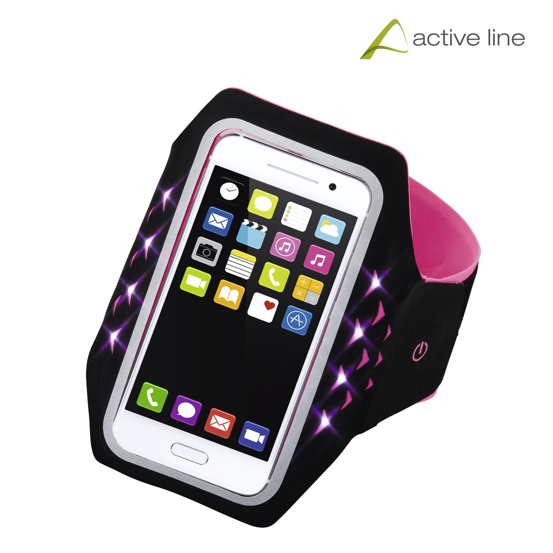 Sport-armband "Running" voor smartphones, maat XL, met led, pink | Hama