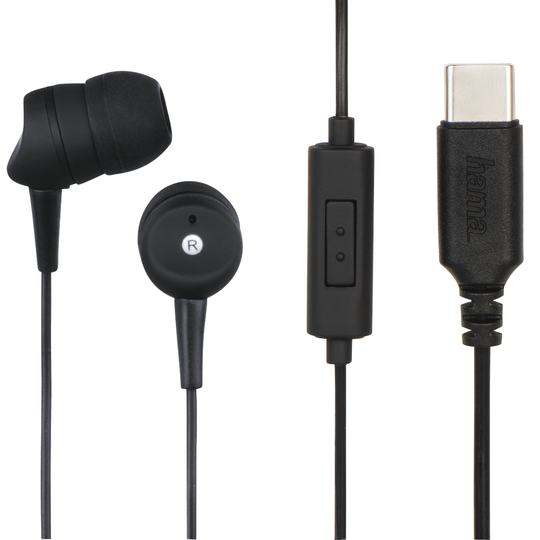 Koptelefoon "Basic4Phone USB- C", in-ear, microfoon, kabel-knikbes., zwart |