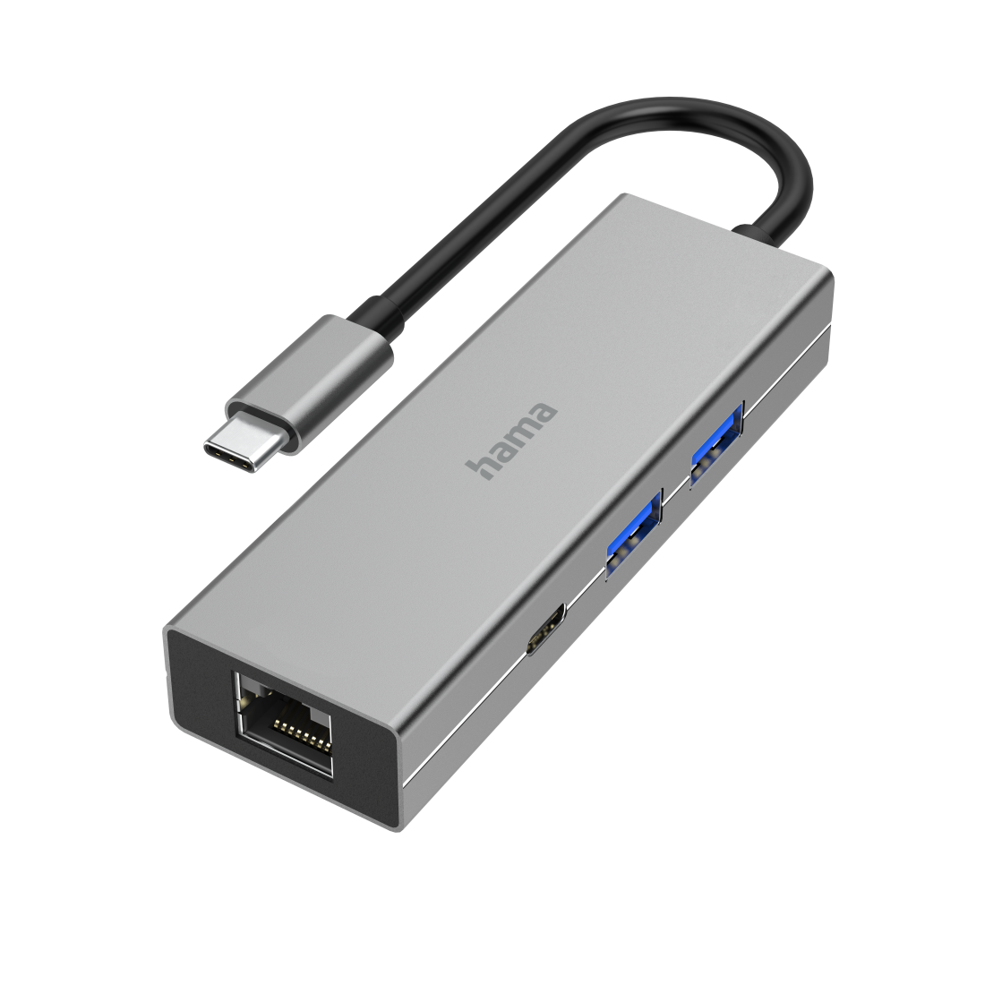 USB-C-hub, Multiport, 4-poorts, 2x USB-A, USB-C, LAN/ethernet | Hama