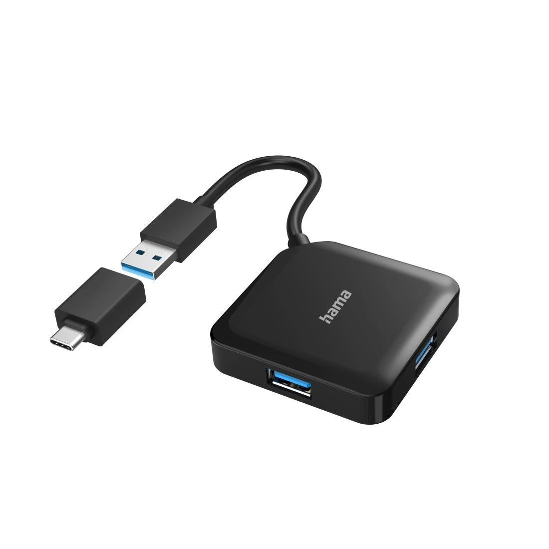 USB-hub, 4-poorts, USB 3.2 Gen1, 5 Gbit/s, incl. USB-C-adapter | Hama