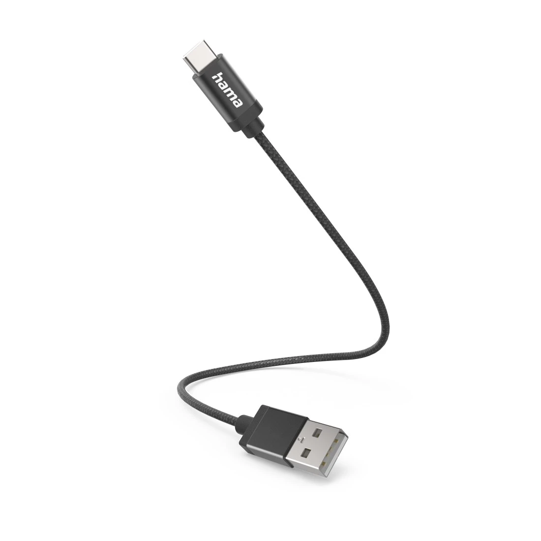 Oplaadkabel, USB-A - USB-C, 0,2 m, nylon, zwart | Hama