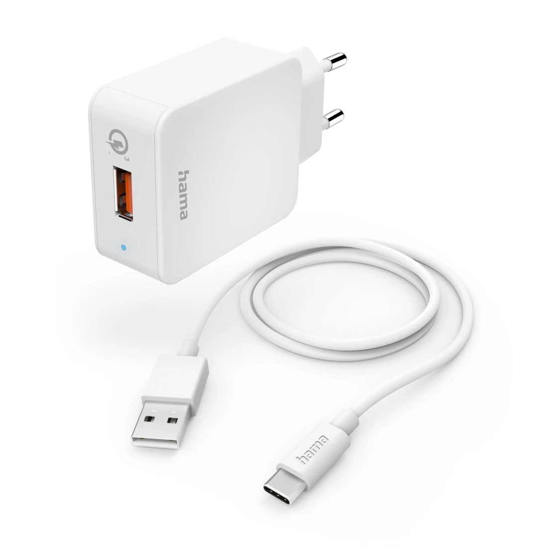 Snellader met oplaadkabel USB-C, Qualcomm®, 19,5 W, 1,5 m, wit | Hama